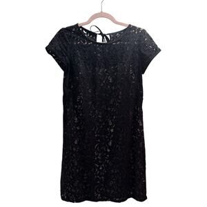 Ann Taylor LOFT Petite Black Lace Shift Dress